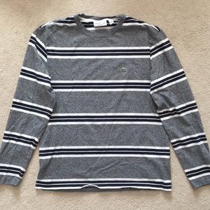 Lacoste Grey Striped Long-sleeve Shirt